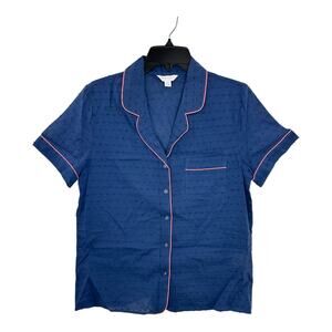 Charter Club Notch Collar Woven Cotton Pajama Top Small